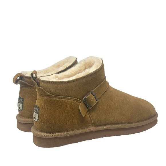 Bearpaw Slip-On Ankle Boots Womens 11 Pawz Brown Suede Leather Buckle NWT Cozy - Picture 7 of 16